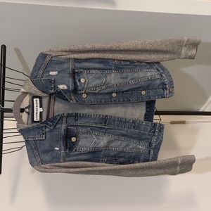 Express Sweatshirt Sleeve Hooded Denim Jacket